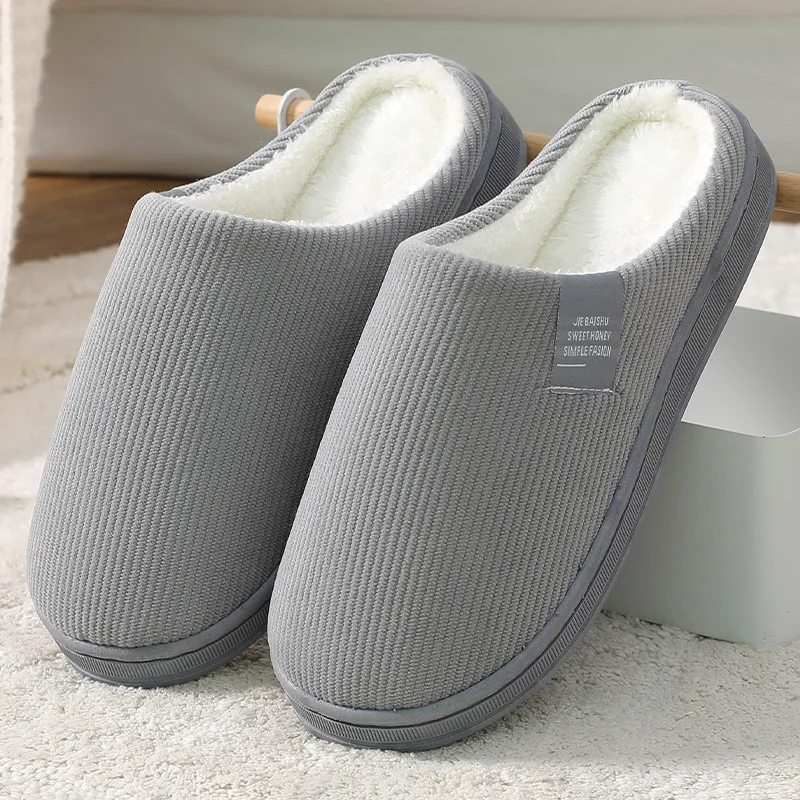 2020 Winter Women and Men Slippers Cotton Warm Causal Home Slippers Non-slip Soft Thick Bottom Couple Slipper Male Flat Shoes