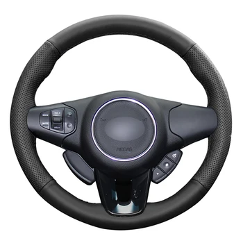 

Black PU Faux Leather Hand-stitched Car Steering Wheel Cover for Kia Carens 2012 2013 2014 2015 2016 2017 2018 2019