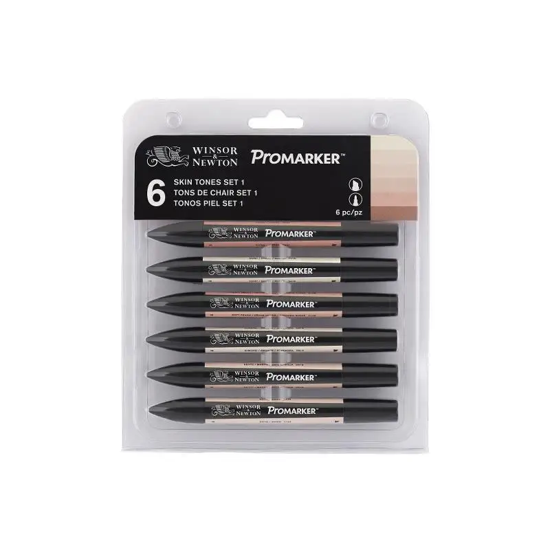 WINSOR& NEWTON Promarkers набор двухконцевых маркеров на спиртовой основе 6 цветов и 12 цветов дизайн Профессиональный маркер для художников - Цвет: 6 Skin 1