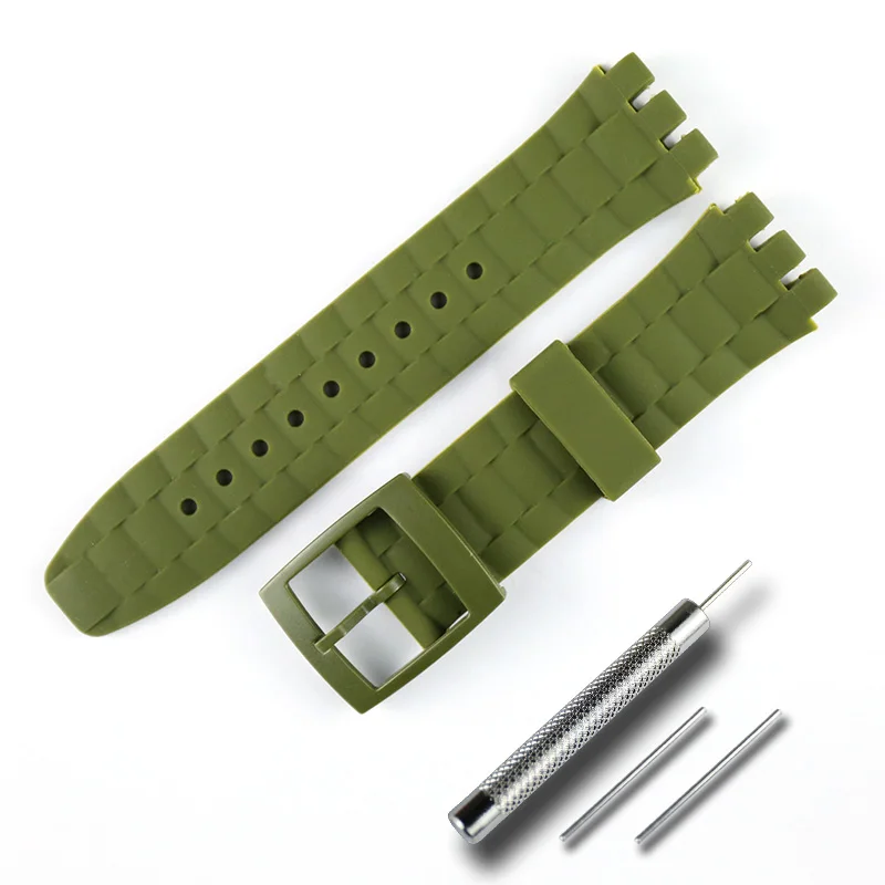 ArnyGreen Аксессуары для часов силиконовый ремешок мужской Подходит для Swatch женский пляж spree suuk400 suuw100 21 мм ремешок для часов - Цвет ремешка: ArnyGreen