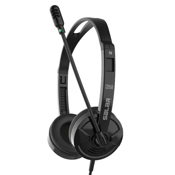 

Phone 3.5mm Jack PC Wired USB Headphone Call Center Audio Control Office Computer With Microphone Adjustable Headband Business