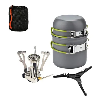 

Outdoor Tableware Set Hiking Picnic Backpacking Camping Tableware Pot Pan 1-2 Persons Ultralight Camping Cookware Utensils