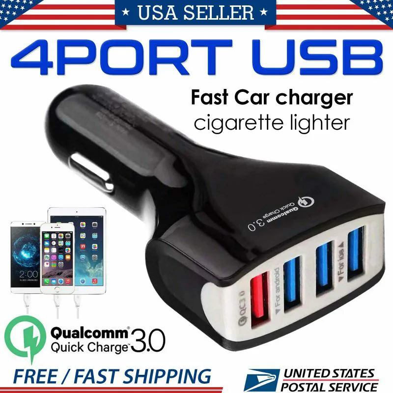 

4-Port USB 4.2A White Fast Car Charging Adapter Multiple Charging Protection Quick Charger For Phone