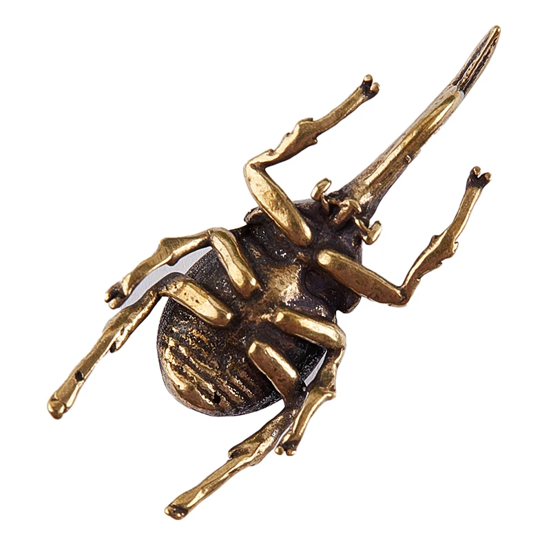 Collectable Brass Simulation Insects Figurines Mini Bugs Copper Beetle Statue 