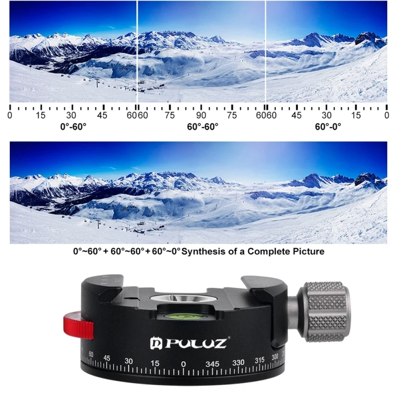 

PULUZ Aluminum Alloy Coaxial Indexing Clamp Scale Fluid 360 Degree Panorama Base Mount Tripod Head