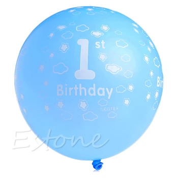

Hot 20pcs Baby 1st First Birthday Ballons Girl Boy Printed Number 1 Party Decor Y1QB