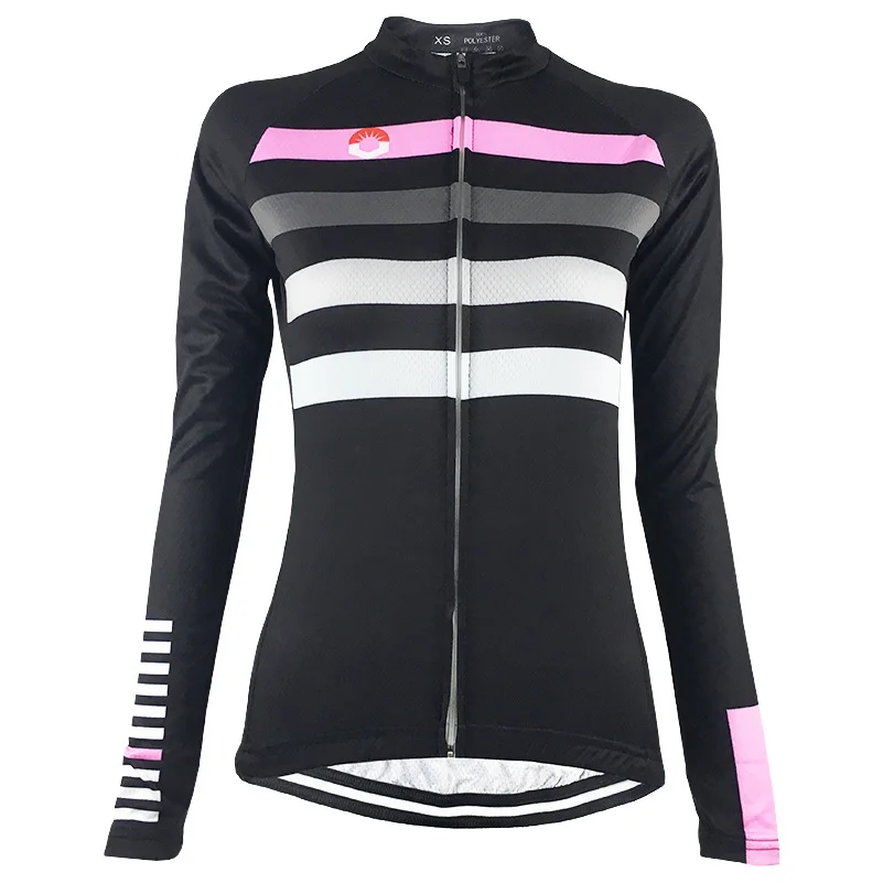 HIRBGOD женская розовая полосатая велосипедная рубашка с длинным рукавом, Женская легкая спортивная одежда для езды на велосипеде, велосипеде, Джерси, одежда, HK038