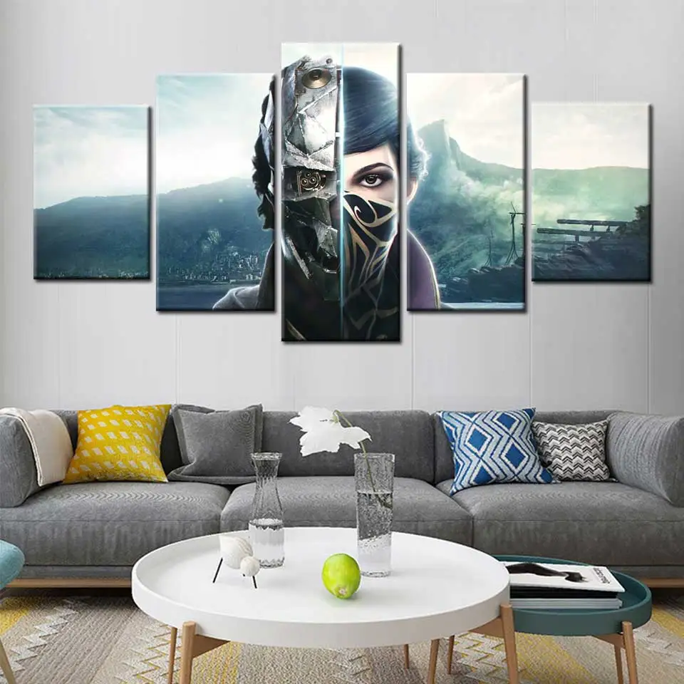 Dishonored 2 игры постер Wall art 5 панелей модульная индивидуальный заказ изображение