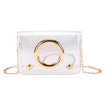 

LJL-Holographic Ring Messenger Handbags Chain Shoulder Bag Women Flap Pvc Small Satchel Casual Crossbody Bags