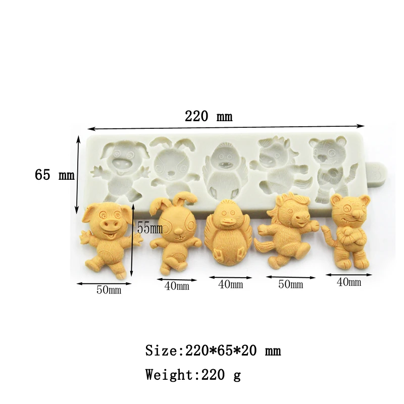 SHENHONG силиконовые помадки торт плесень зодиакальные животные Свинья-кролик курица лошадь Тигр печенье, шоколад декоративные изделия из сахара ручной работы плесень