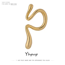 Yhpup 1 Stück Aussage Unregelmäßigen Ohr Clip für Frauen Goldene Metall Textur Neue Design Kein Piercing Ohr Knochen Ohrringe Schmuck neue