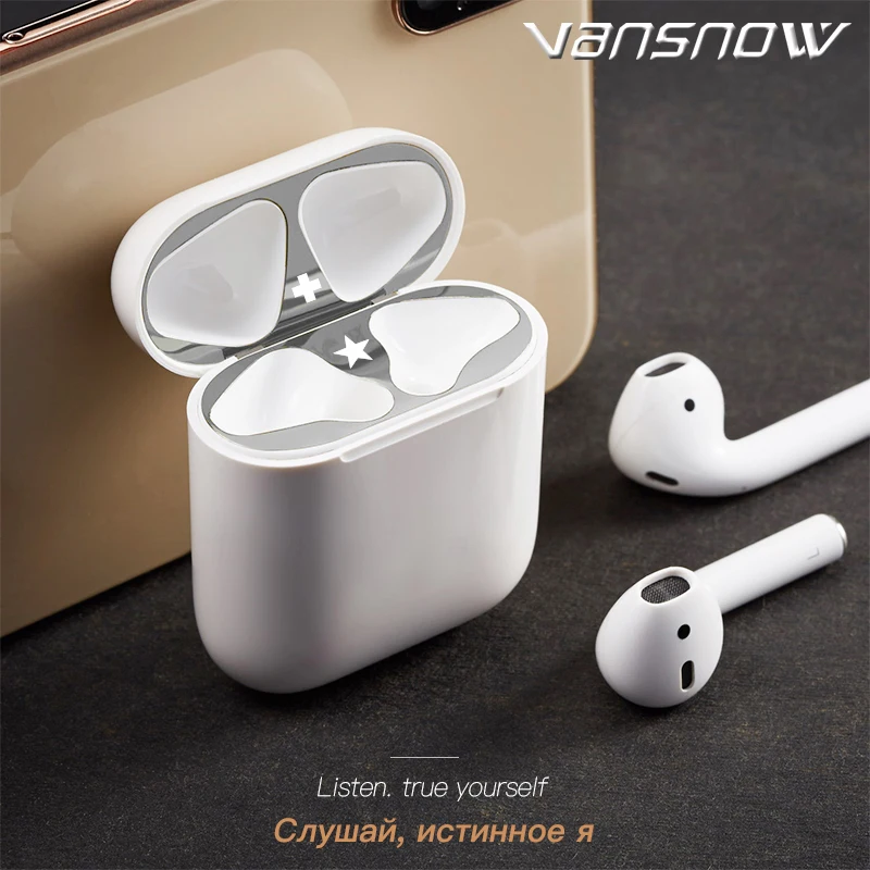 

2019New-Arrival 1 Set Ultra Thin Skin Protective Cover Metal Film Sticker Iron Dust Guard for AirPods Airpod Airpods Accessories
