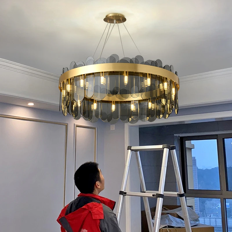 

Nordic Glass Gold Chandelier Lighting ceiling LED Hanging lamps Modern Dinning room Kitchen Light Fixtures Home Decor Luminaire
