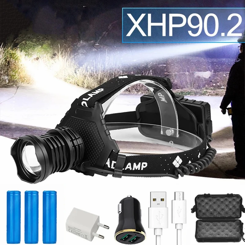 Налобный фонарь D2 XHP90.2 XHP70.2 XHP90 XHP70 водонепроницаемый с зарядкой через USB 18650 | Лампы