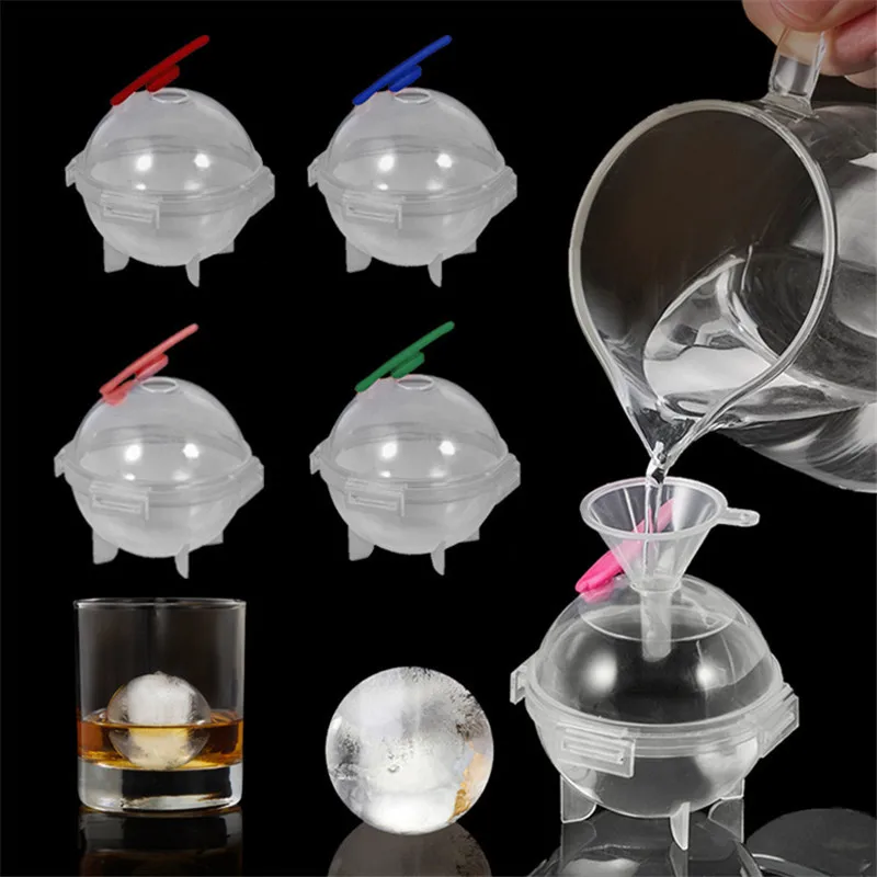 4PCS New Round Ball Ice Cube Mold DIY Ice Cream Maker Plastic Ice Mould Whiskey Ice Tray for Bar Tool Kitchen Gadget Accessories