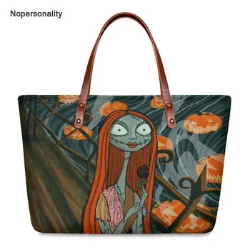 

Nopersonality Neoprene Nightmare Before Christmas Print Women Handbags Soft Large Capacity Female Tote Bag Luxury ToP-handle Bag