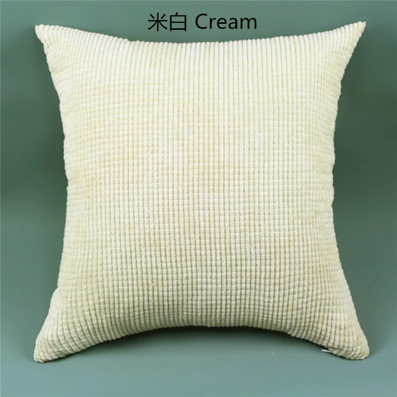 Полосатая подушка в клетку для стула, мягкая подушка, полиэфирная Вельветовая плюшевая однотонная подушка, чехол для дивана, домашний декор, 40x40 45 50 60 70, на заказ - Цвет: Small plaid Cream
