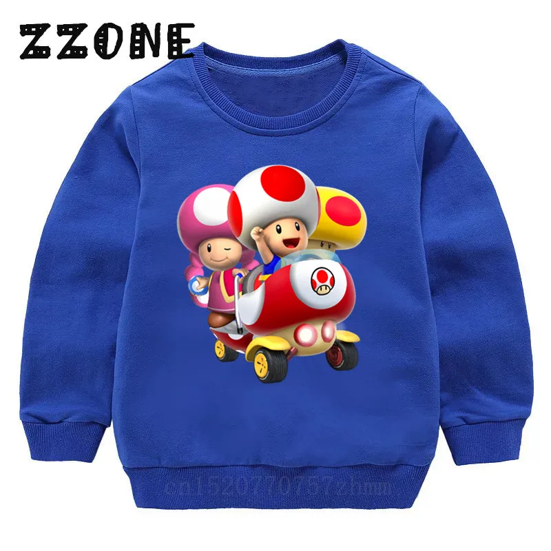 Детские толстовки с героями мультфильмов «Супер Марио», «Капитан жаба»; детские толстовки; хлопковый пуловер для малышей; топы для девочек и мальчиков; осенняя одежда; KYT5248 - Цвет: 5248A-Blue