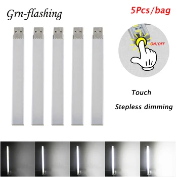 

5pcs Mini Portable USB LED Light with Touch Sensor Switch Stepless Dimming Night Light Power Bank Book Table Lamp USB Flashlight