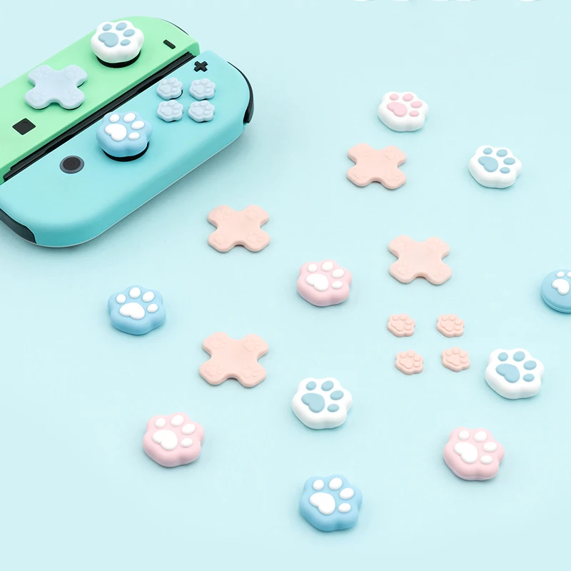 4 Pz/Set Interruttore Oled Thumb Stick Grip Cap Joycon Joystick D-Pad Move Direction Key Cross Abxy Key Sticker Button Thumbstick Case