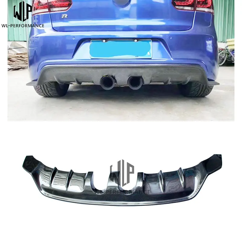 

Golf 6 MK6 R20 KSD type Carbon Fiber Rear Diffuser Back Bumper Spoiler middle two out Exhaust lip for VW Golf 6 MK6 R20 11-13