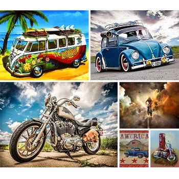 

5D Diamond Embroidery Full Round Mosaic Motor Vehicle Race Needlework Rhinestone Home Decor Diamond Painting Cross Stitch
