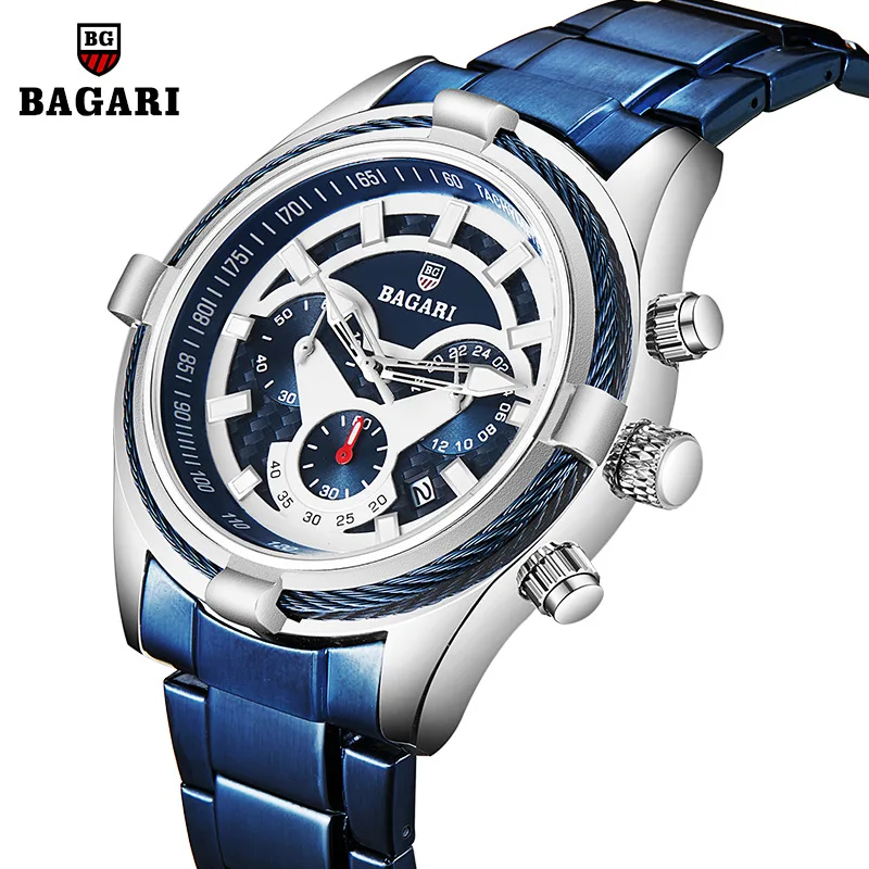 

New Style Wristwatch True Eye Six-pin Multi-functional Men Watch Steel Band Waterproof Night Light Watch Watch