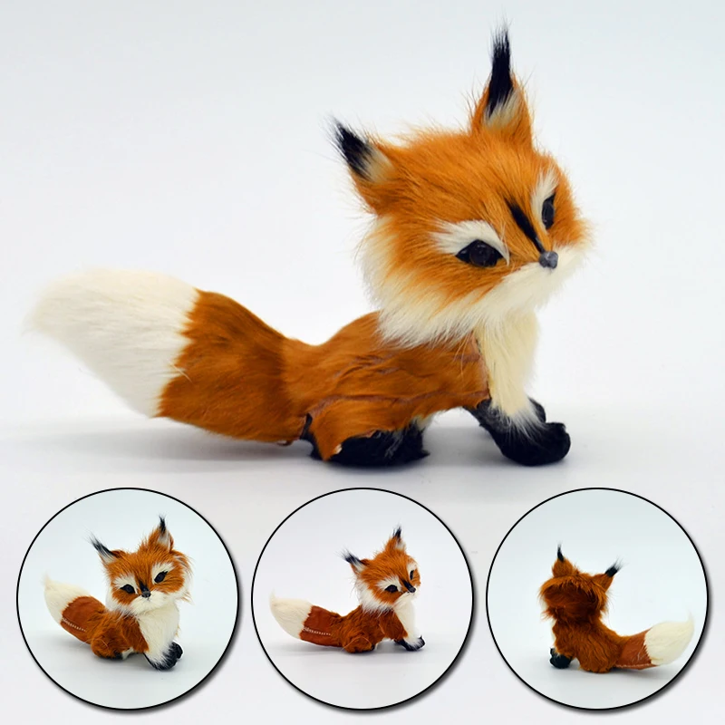 3 Styles Mini Squatting Fox Model Cute Simulation Brown Fox Home Decoration Wedding Birthday Gift Plush Figures Craft Miniatures miniature ornament plush toy miniature figurines