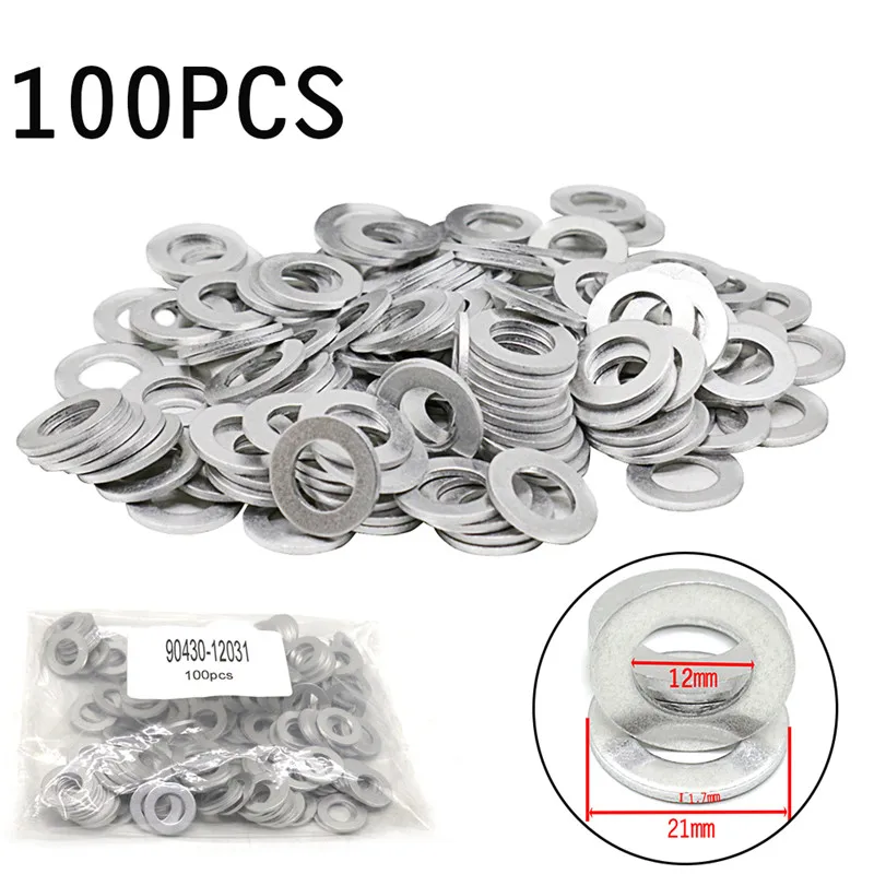 Oil Drain Plug Gasket 100PCS 12mm Oil Drain Plug Gasket Crush Washer Seals Rings Hole For Toyota For Scion Lexus
