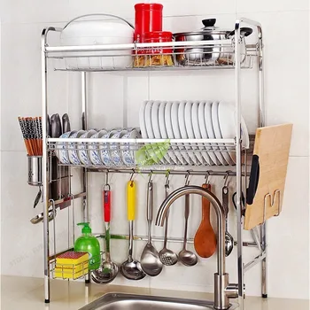 

38%Kitchen Sink Sponge Holder Thick stainless steel Sink Rack Drying Rack Support Wall Hooks For Pots And Pans Organizer