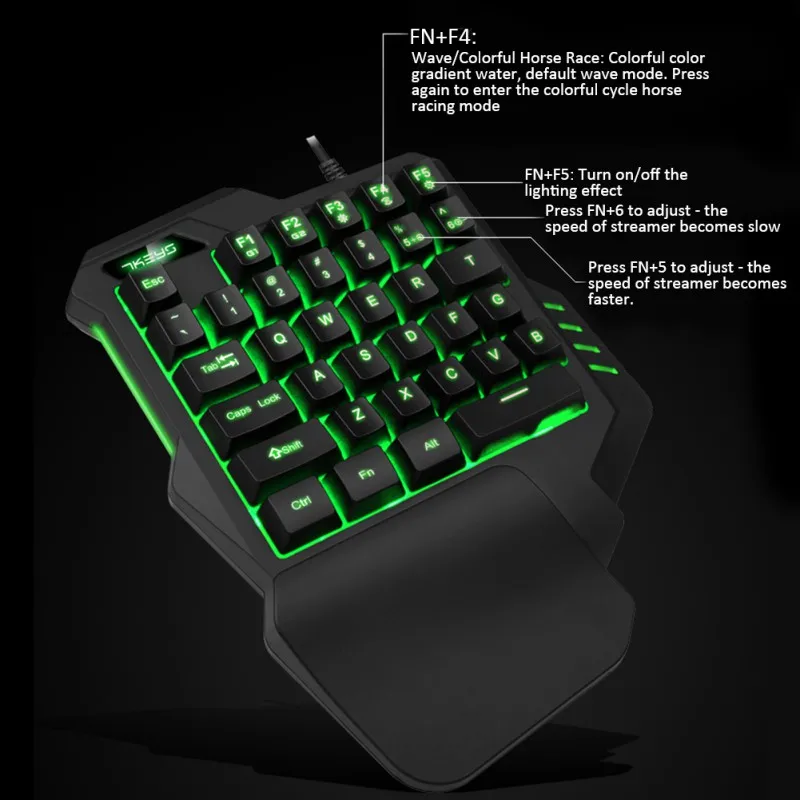  Fashion Look Gaming One-handed Keyboard Game Artifact Left Hand With Support Game Backlit Keypad Fo