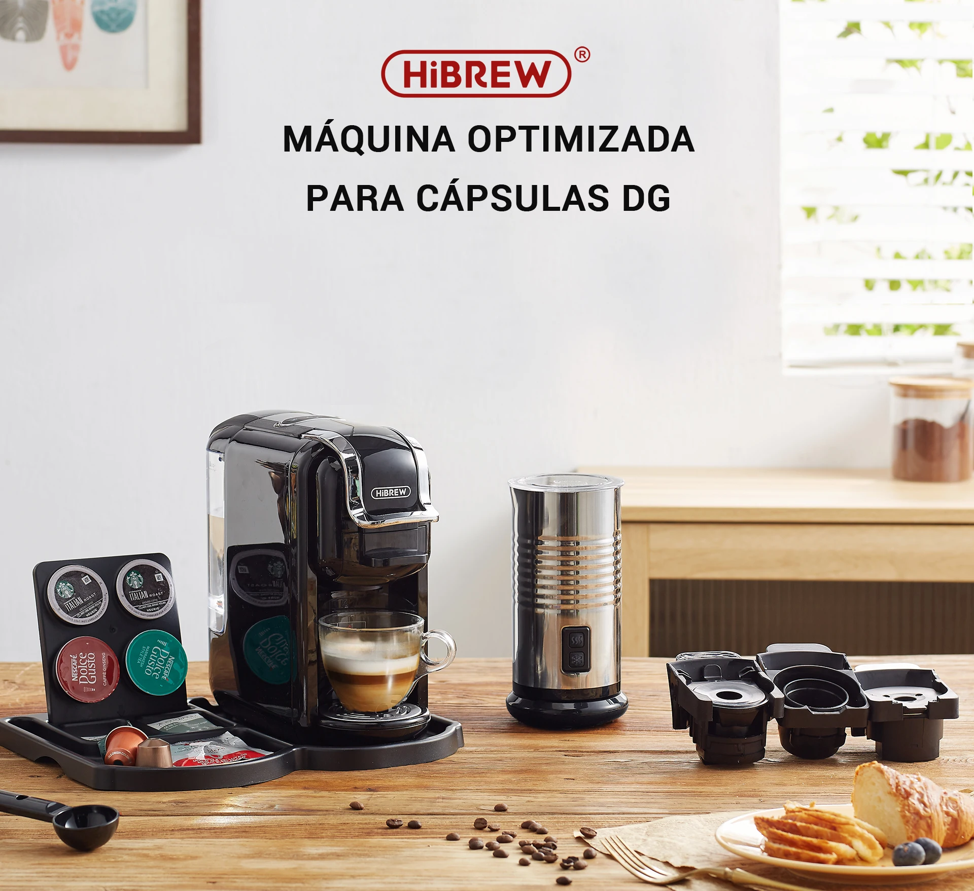 HiBREW - Cafetera Para Cápsulas Múltiples, Compatible Con Nespresso, Dolce  Gusto, Café Molido. Para Caliente/frío. De 19BAR- 5 EN 1