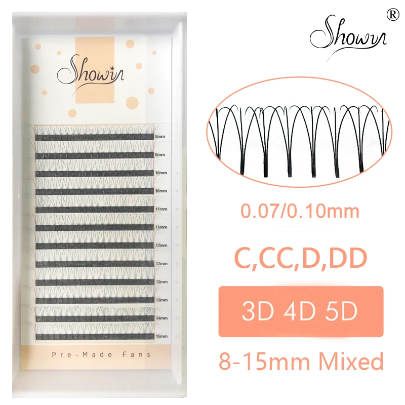 

Tools C/D Curl Mink Lash Russian Volume Short Stem Pre made Fans Lash 5D Volume Fans Extension 0.07 0.10mm Thickness Pre-Fan
