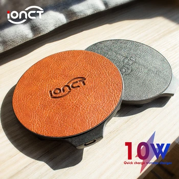 

iONCT 10W Fast Qi Wireless Charger for iPhone 11 pro X XR XS wirless Charging for Samsung phone USB wireless charger leather pad