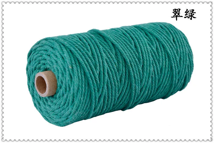 100 м длина/100 ярд Чистый хлопок скрученный шнур веревка ремесла макраме ремесленник многоцветная хлопок лен веревка домашний текстиль - Цвет: Green