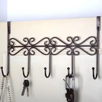 

Metal 5-Hook Behind Door Hanger Bag Clothes Key Scarf Hanging Holder Organizer 2019