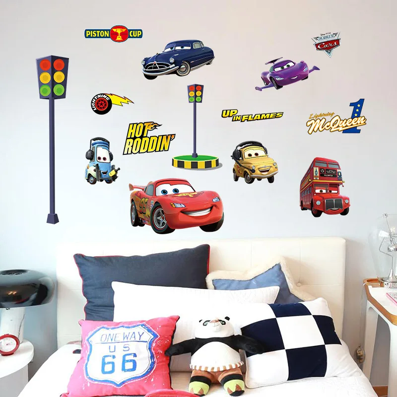 Cartoom 3D молния CarsWall декоративные наклейки для мальчиков спальни самоклеящиеся