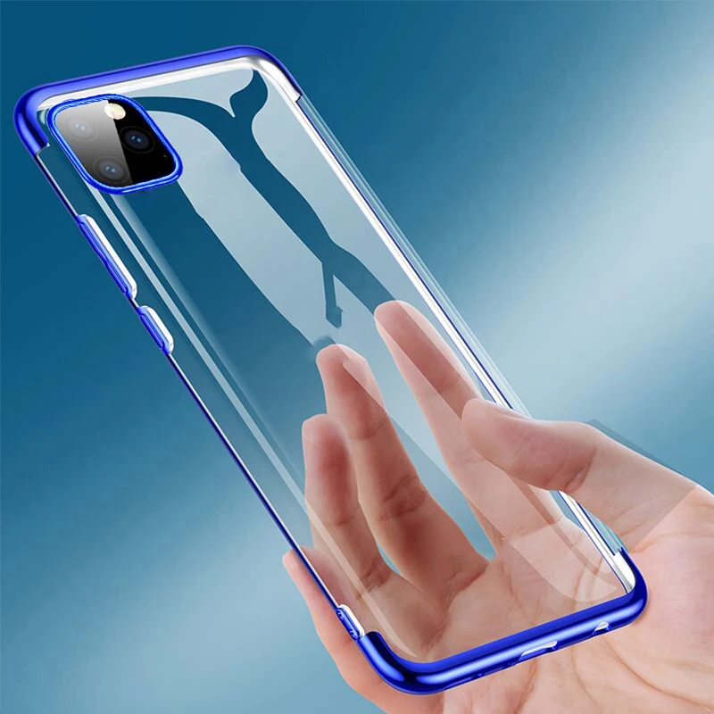 

Plating Cover for iPhone 11 Pro Max Transparent Protective Back case for iPhone X Xs Max 8 7 6 Luxury Shockproof Coque