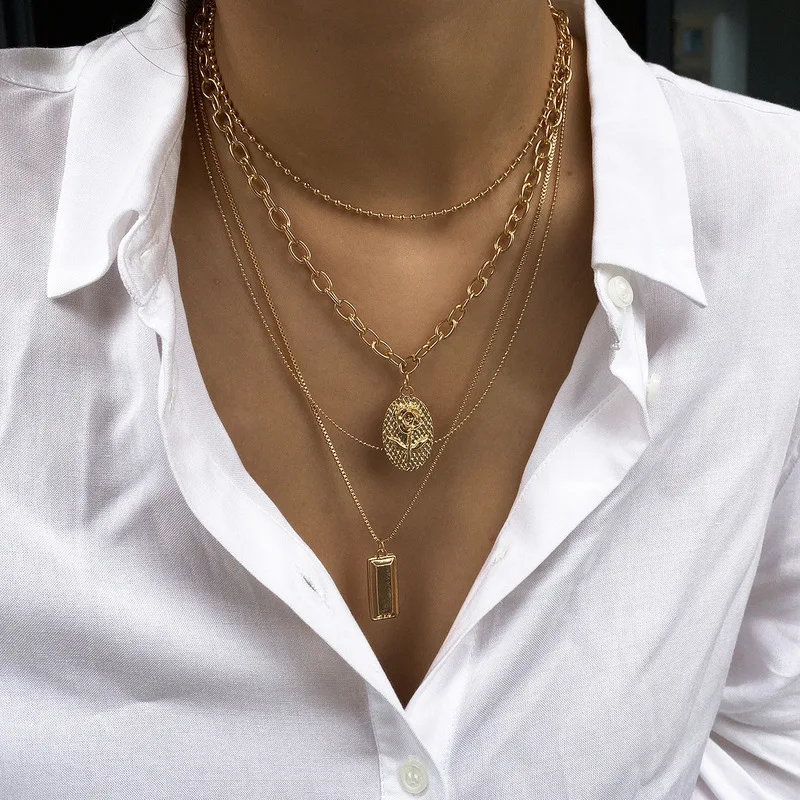 

accessories cold wind embossed roses suit sautoir double tags restoring ancient ways round bead chain necklace