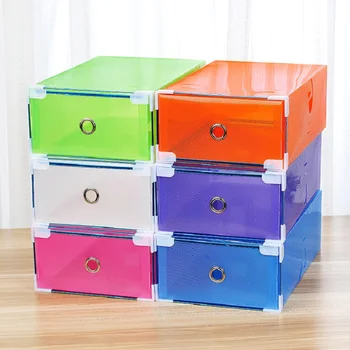 

1PC Tustproof Storage Box Transparent Shoe Box Can Be Superimposed Combination Cabinet Clamshell Men Women Shoe Box Space Saving