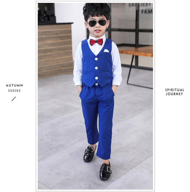 Dollplus/детский Свадебный костюм для мальчиков, жилет+ штаны, деловой костюм из 2 предметов весенне-летние детские костюмы с блейзером в английском стиле для мальчиков