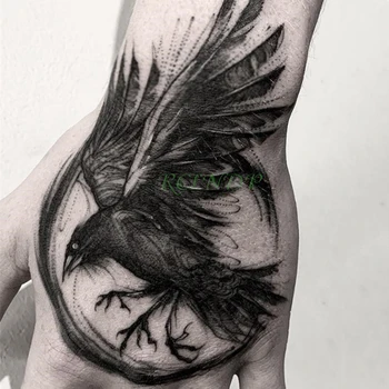 Wodoodporna tymczasowa naklejka tatuaż eagle Crow gotyckie oko fałszywe Tatto Flash Tatoo ręcznie powrót Arm art tatuaże dla chłopca kobiet mężczyzn tanie i dobre opinie RCLNDP Jedna jednostka CN (pochodzenie) 9 5*14cm tattoo Zmywalny tatuaż