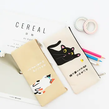 

Kawaii Cute Korean Cats Canvas Pencil Case Storage Organizer Pen Bags Pouch Pencil Bag Pencilcase School Supply Stationery