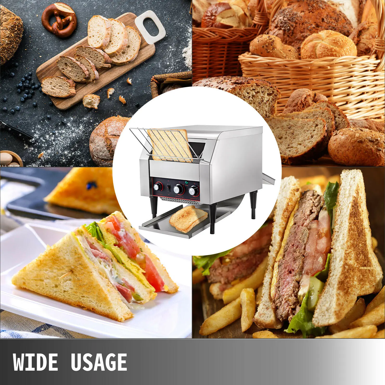VEVOR 150/300/450 Pcs/H Electric Conveyor Toaster Bread Bagel Food Maker Kitchen Appliances Equioment for Restaurant Commercial 2
