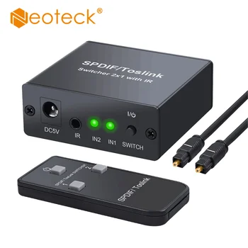 

Neoteck SPDIF/Toslink Switcher 2x1 with IR Remote Comtrol With 3 Pcs Optical Cable Toslink Switcher