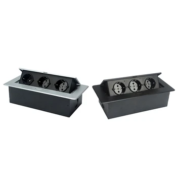 

Desktop Power Supply Invisible Electrical Socket with Three European Plug for Home Office EU Plug