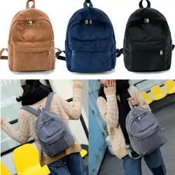 2019 женский однотонный вельветовый рюкзак Простая сумка школьные сумки для подростков на плечо для путешествий