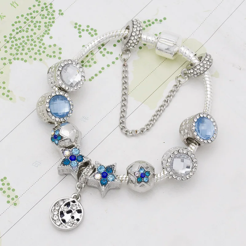 RANDORS, цветной посеребренный женский браслет, очаровательный браслет и браслеты со звездой, браслет из бисера для женщин