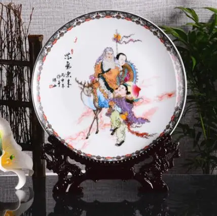 Китайская фарфоровая тарелка Jingdezhen изысканная с изображением оленя для пожилых