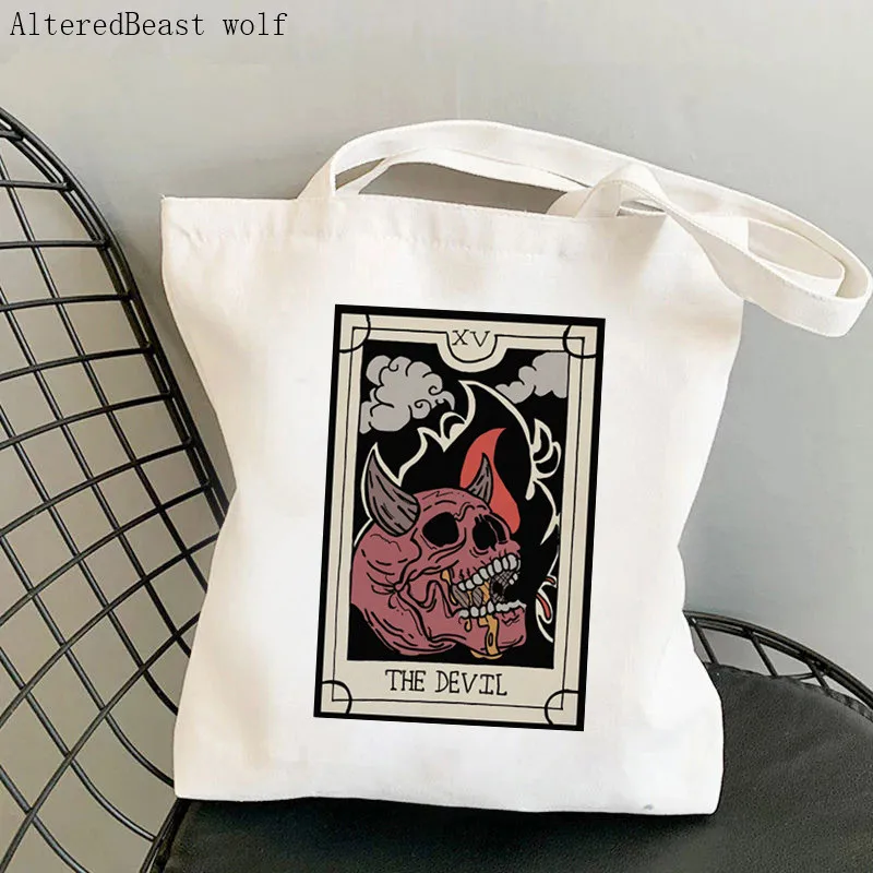 Women Shopper bag THE CHEESE Modern Tarot Card Bag Harajuku Shopping Canvas Shopper Bag girl handbag Tote Shoulder Lady Bag